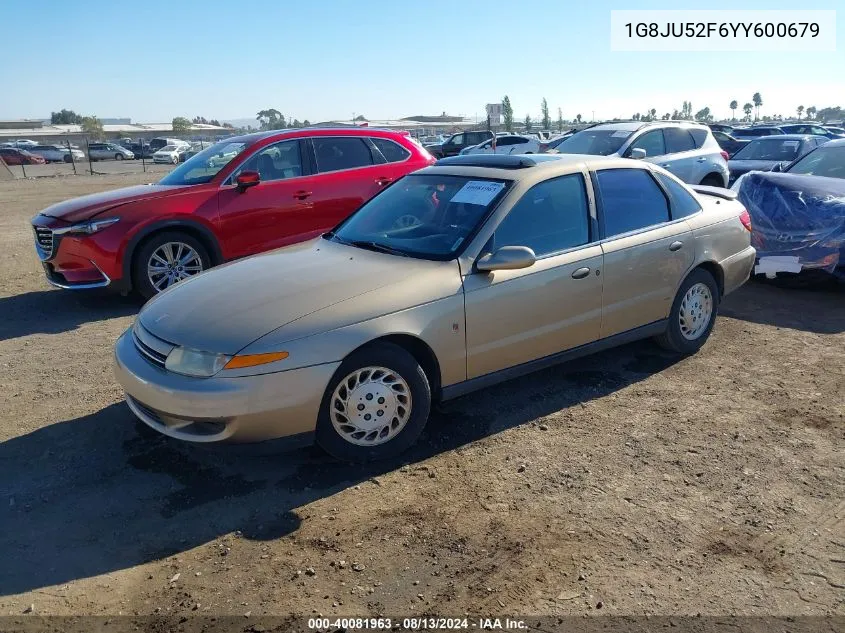 2000 Saturn Ls1 VIN: 1G8JU52F6YY600679 Lot: 40081963