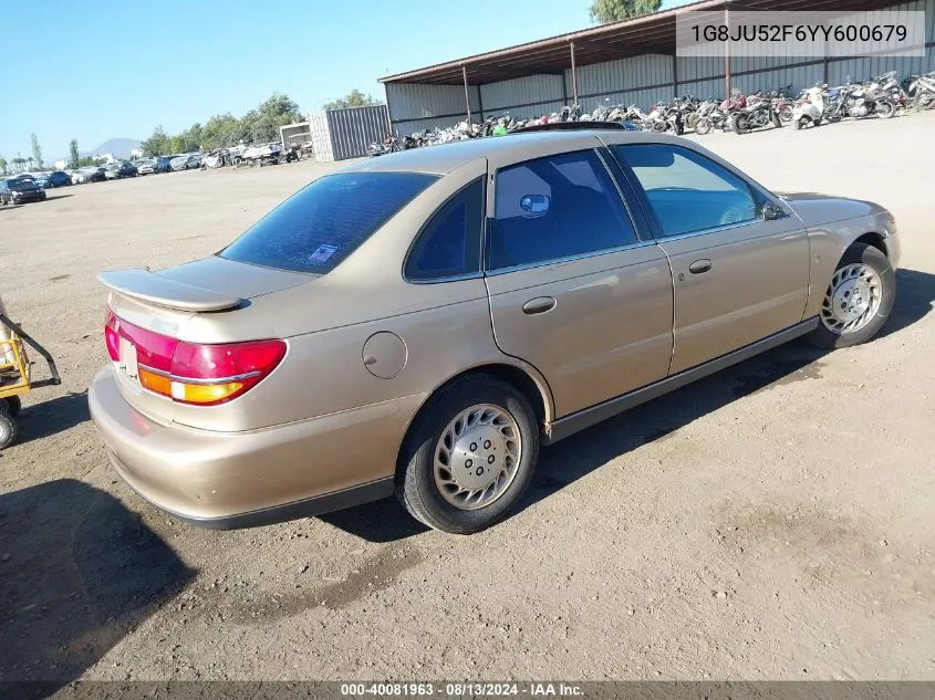 2000 Saturn Ls1 VIN: 1G8JU52F6YY600679 Lot: 40081963