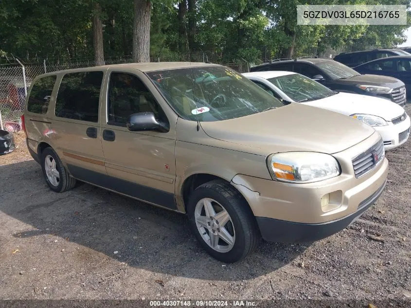 2005 Saturn Relay Fwd VIN: 5GZDV03L65D216765 Lot: 40307148