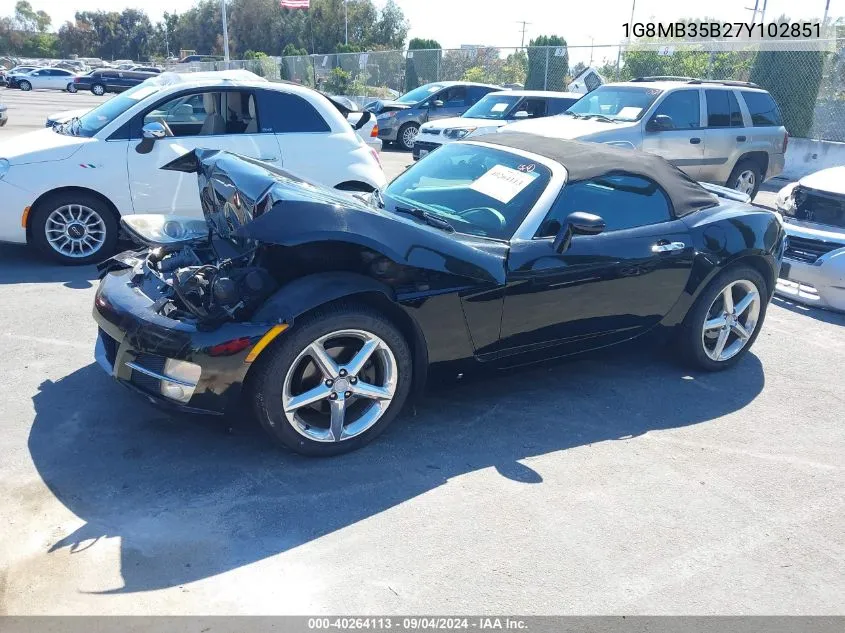 2007 Saturn Sky VIN: 1G8MB35B27Y102851 Lot: 40264113