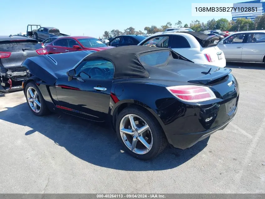 2007 Saturn Sky VIN: 1G8MB35B27Y102851 Lot: 40264113