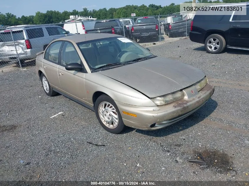 1998 Saturn Sl2 VIN: 1G8ZK5274WZ183801 Lot: 40104776