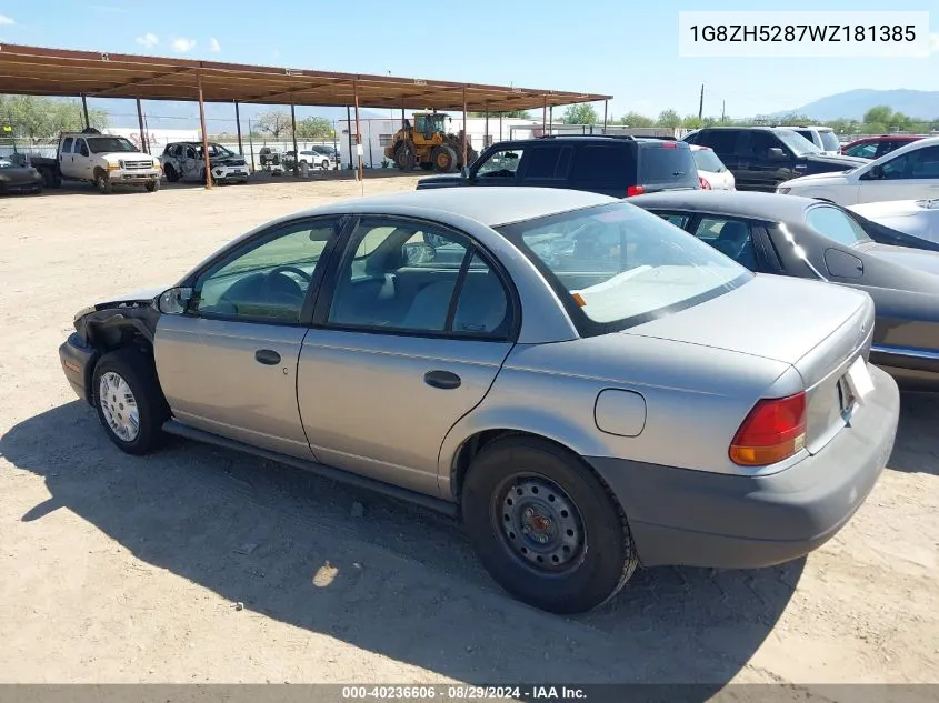 1998 Saturn Sl1 VIN: 1G8ZH5287WZ181385 Lot: 40236606