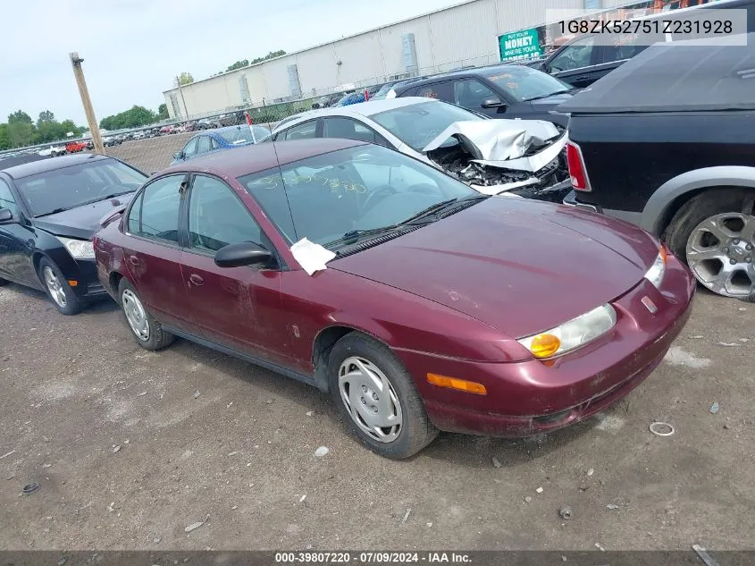 2001 Saturn Sl2 VIN: 1G8ZK52751Z231928 Lot: 39807220