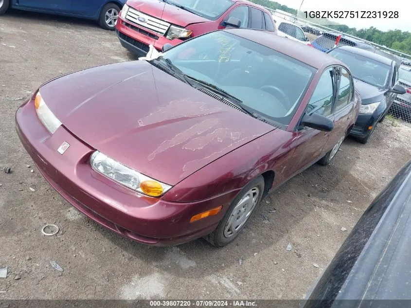 2001 Saturn Sl2 VIN: 1G8ZK52751Z231928 Lot: 39807220