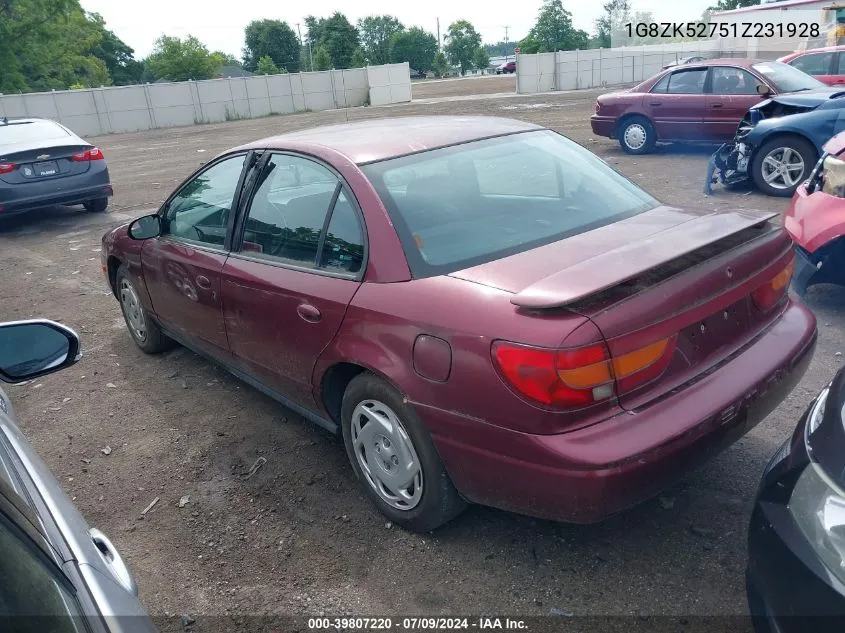 2001 Saturn Sl2 VIN: 1G8ZK52751Z231928 Lot: 39807220