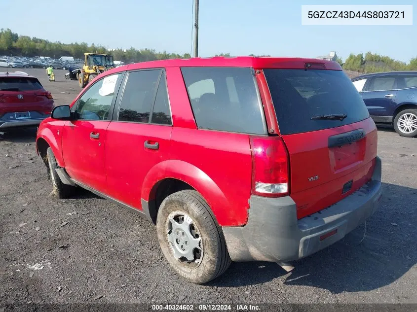 2004 Saturn Vue VIN: 5GZCZ43D44S803721 Lot: 40324602