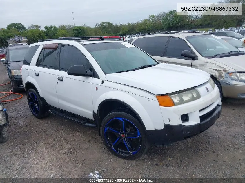 2004 Saturn Vue 4 Cyl VIN: 5GZCZ23D94S869332 Lot: 40377220