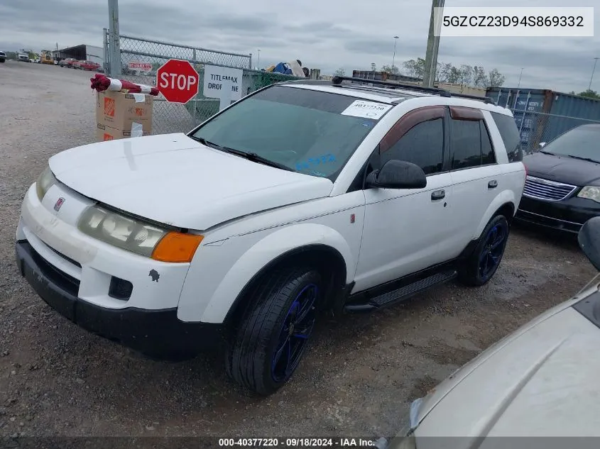 2004 Saturn Vue 4 Cyl VIN: 5GZCZ23D94S869332 Lot: 40377220