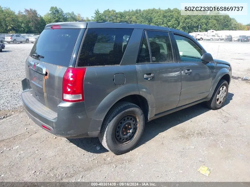 2006 Saturn Vue 4 Cyl VIN: 5GZCZ33D16S869737 Lot: 40351439