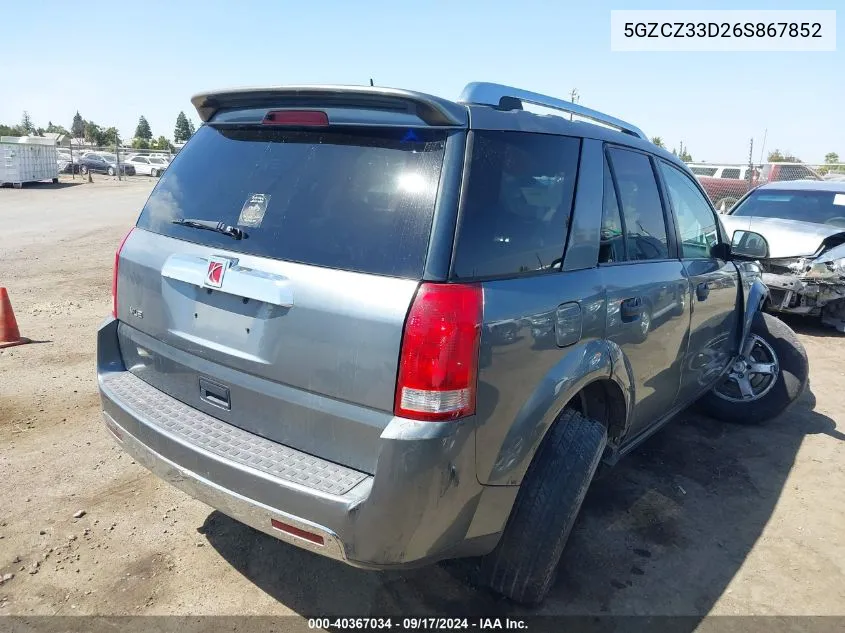 2006 Saturn Vue 4 Cyl VIN: 5GZCZ33D26S867852 Lot: 40367034