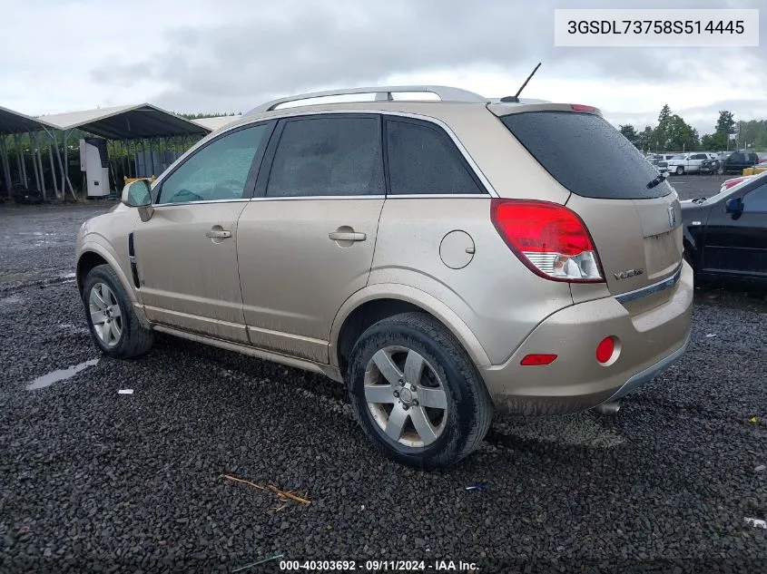 2008 Saturn Vue V6 Xr VIN: 3GSDL73758S514445 Lot: 40303692