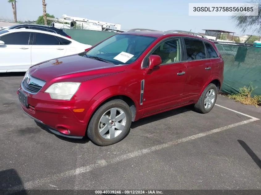 2008 Saturn Vue V6 Xr VIN: 3GSDL73758S560485 Lot: 40339246