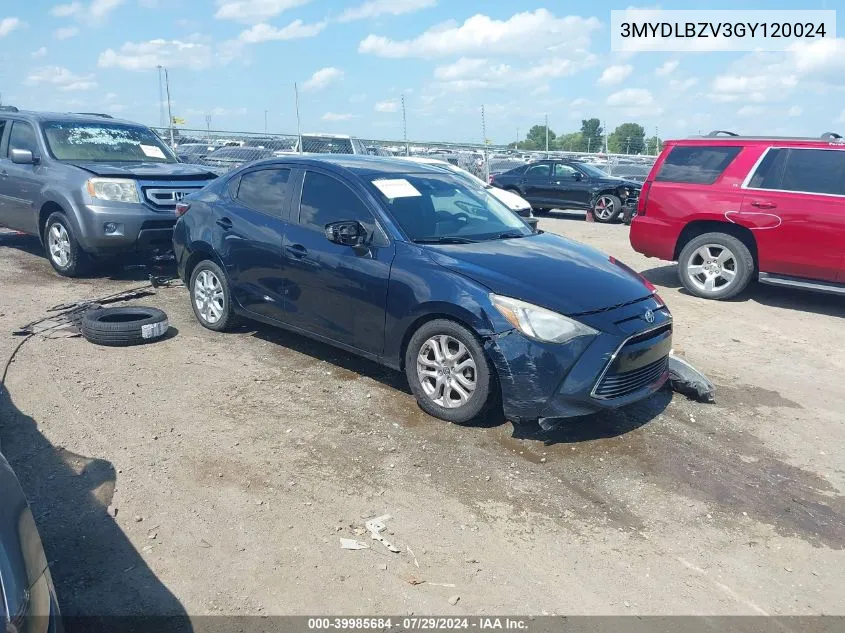 2016 Scion Ia VIN: 3MYDLBZV3GY120024 Lot: 39985684