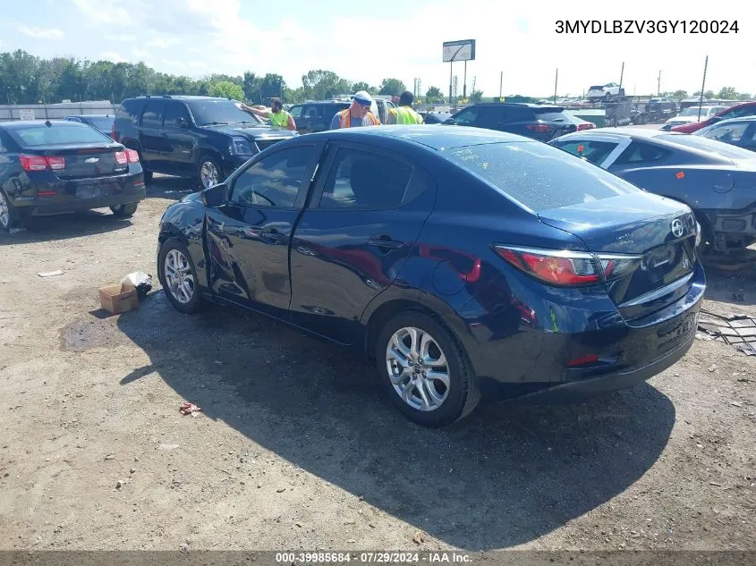 2016 Scion Ia VIN: 3MYDLBZV3GY120024 Lot: 39985684