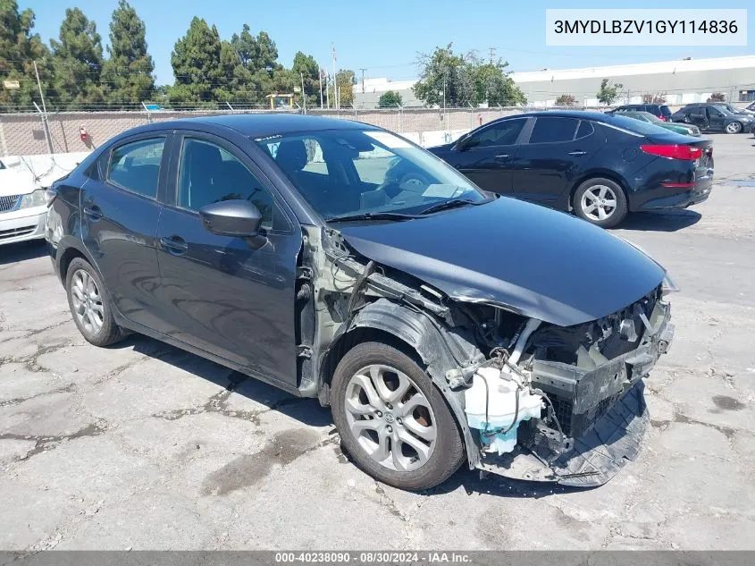 2016 Scion Ia VIN: 3MYDLBZV1GY114836 Lot: 40238090