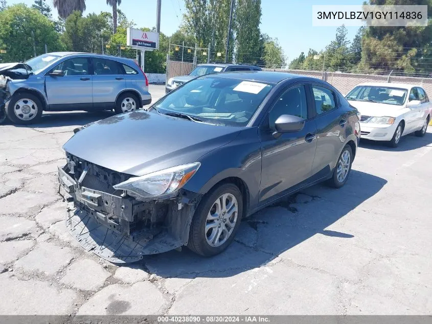 2016 Scion Ia VIN: 3MYDLBZV1GY114836 Lot: 40238090