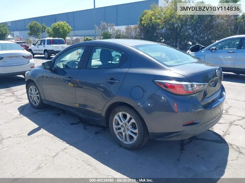 2016 Scion Ia VIN: 3MYDLBZV1GY114836 Lot: 40238090