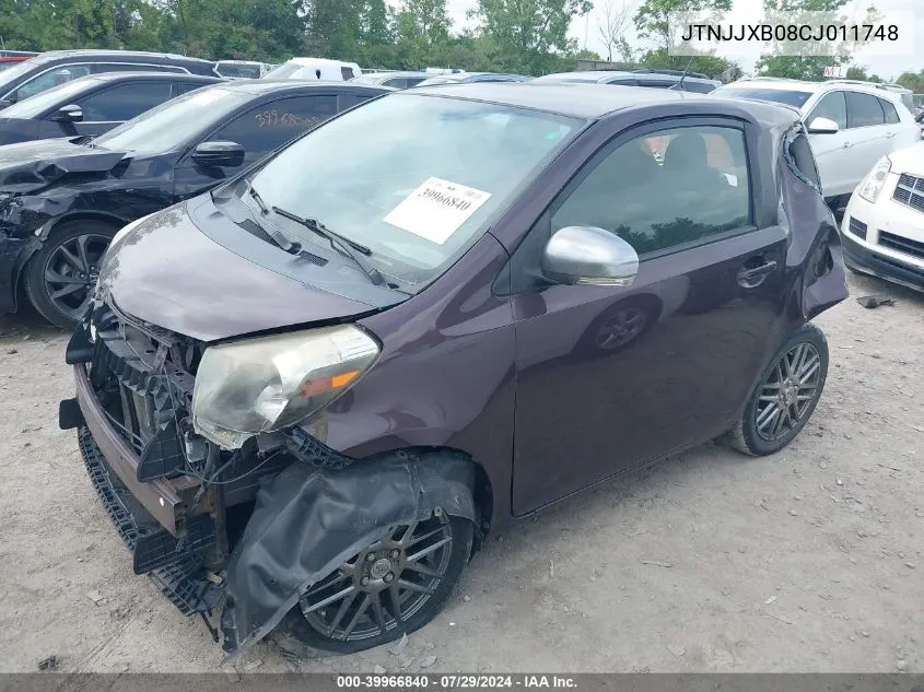 2012 Scion Iq VIN: JTNJJXB08CJ011748 Lot: 39966840