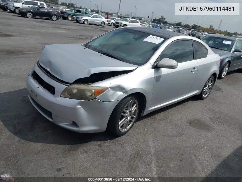 2006 Scion Tc VIN: JTKDE167960114481 Lot: 40313656