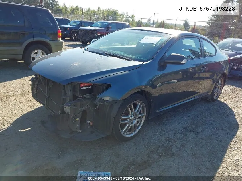 2007 Scion Tc VIN: JTKDE167570193228 Lot: 40343345