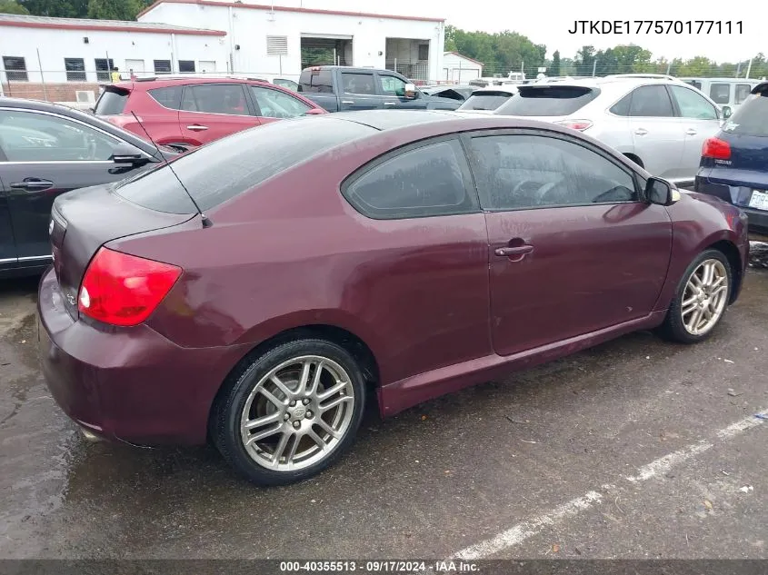 2007 Scion Tc VIN: JTKDE177570177111 Lot: 40355513