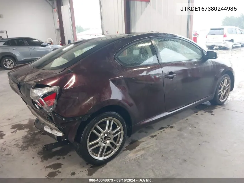 2008 Scion Tc VIN: JTKDE167380244985 Lot: 40349979