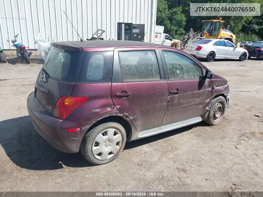 2004 Scion Xa VIN: JTKKT624440076550 Lot: 40308053