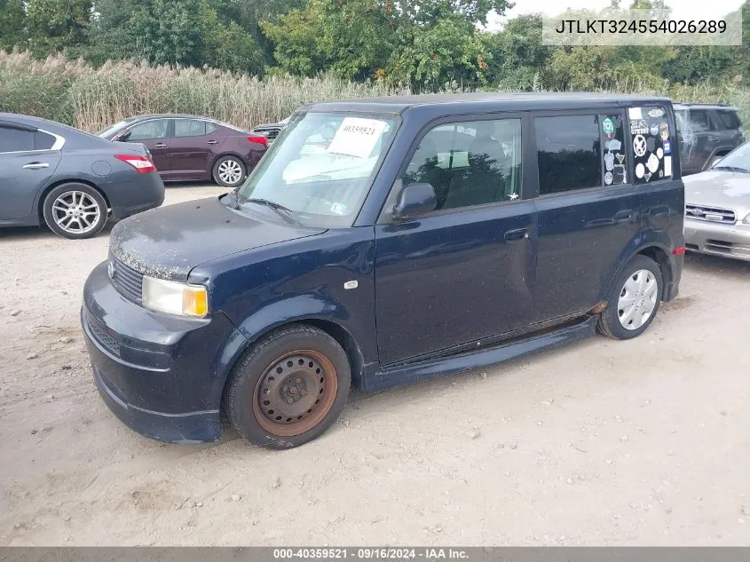 2005 Scion Xb Xb VIN: JTLKT324554026289 Lot: 40359521