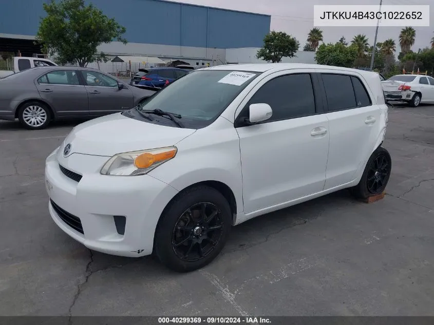 2012 Scion Xd VIN: JTKKU4B43C1022652 Lot: 40299369