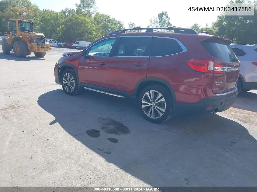 2019 Subaru Ascent Limited VIN: 4S4WMALD2K3417586 Lot: 40316508