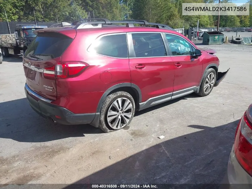 2019 Subaru Ascent Limited VIN: 4S4WMALD2K3417586 Lot: 40316508