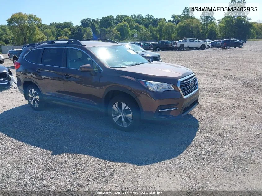 2021 Subaru Ascent Premium VIN: 4S4WMAFD5M3402935 Lot: 40298696