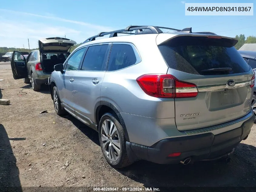 2022 Subaru Ascent Limited VIN: 4S4WMAPD8N3418367 Lot: 40289047