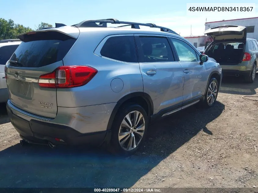 4S4WMAPD8N3418367 2022 Subaru Ascent Limited