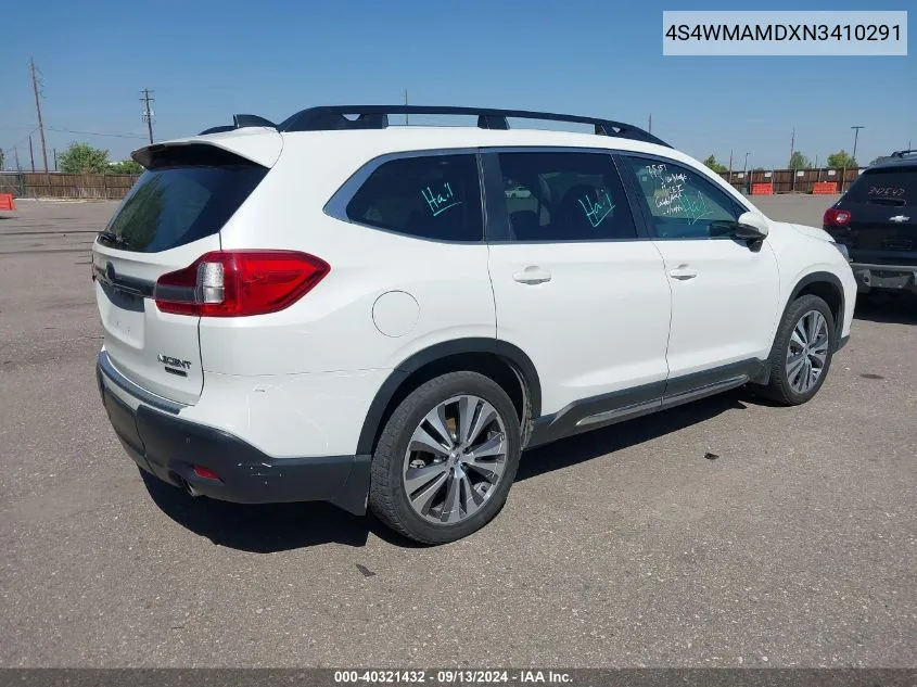 2022 Subaru Ascent Limited VIN: 4S4WMAMDXN3410291 Lot: 40321432