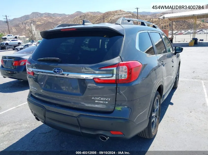 2024 Subaru Ascent Limited 7-Passenger VIN: 4S4WMAUD8R3400784 Lot: 40312505