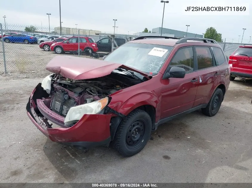 2011 Subaru Forester 2.5X VIN: JF2SHABCXBH711869 Lot: 40369078