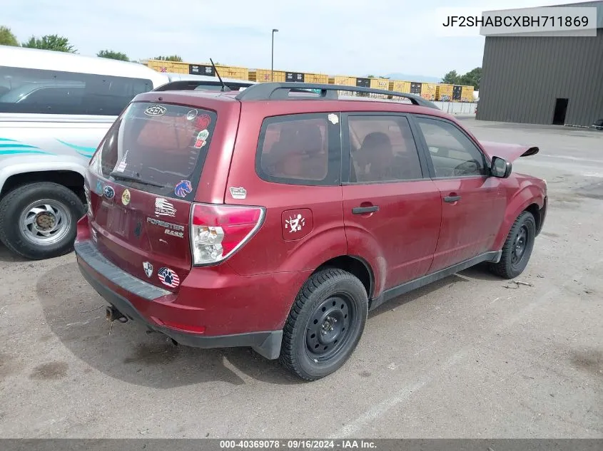 2011 Subaru Forester 2.5X VIN: JF2SHABCXBH711869 Lot: 40369078