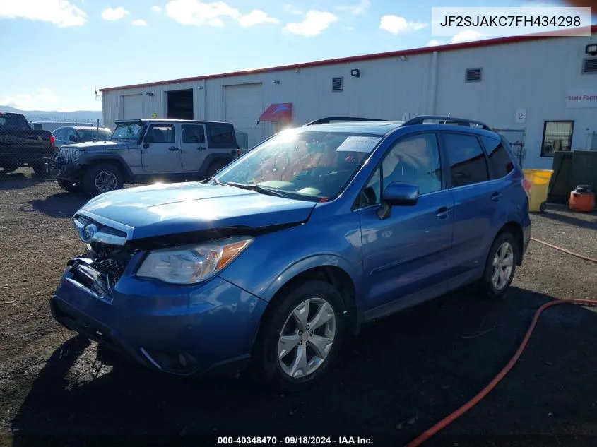 2015 Subaru Forester 2.5I Limited VIN: JF2SJAKC7FH434298 Lot: 40348470