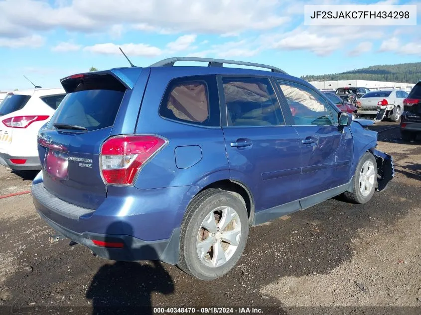 2015 Subaru Forester 2.5I Limited VIN: JF2SJAKC7FH434298 Lot: 40348470