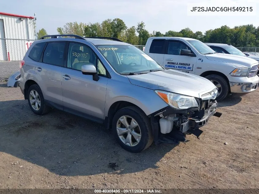 2016 Subaru Forester 2.5I Premium VIN: JF2SJADC6GH549215 Lot: 40308495