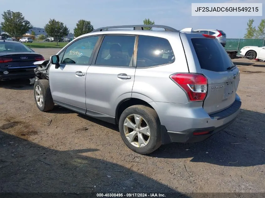 2016 Subaru Forester 2.5I Premium VIN: JF2SJADC6GH549215 Lot: 40308495