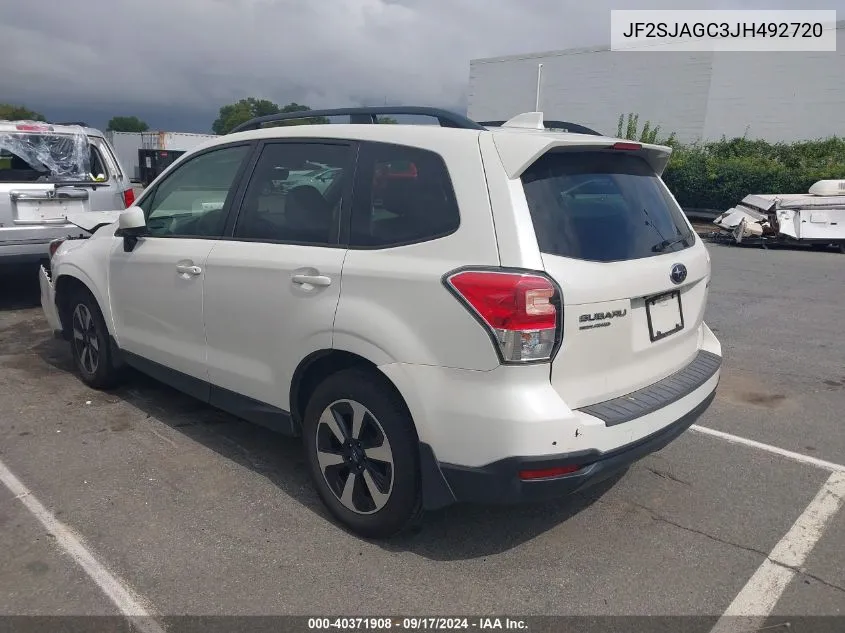 2018 Subaru Forester 2.5I Premium VIN: JF2SJAGC3JH492720 Lot: 40371908