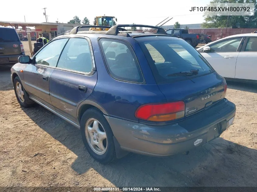 1997 Subaru Impreza Outback Sport VIN: JF1GF485XVH800792 Lot: 40088131