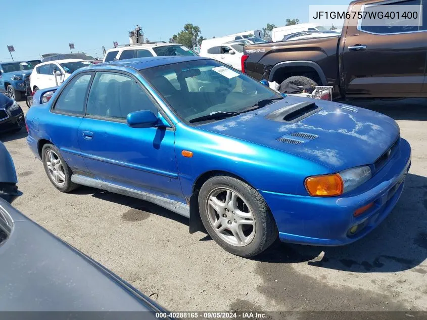 1998 Subaru Impreza 2.5Rs VIN: JF1GM6757WG401400 Lot: 40288165