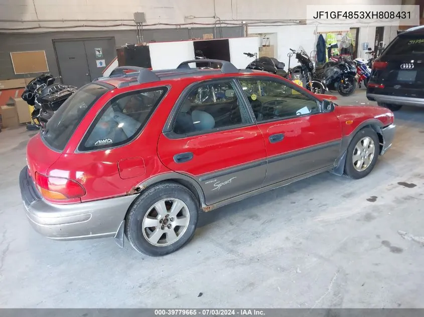 1999 Subaru Impreza Outback Sport VIN: JF1GF4853XH808431 Lot: 39779665