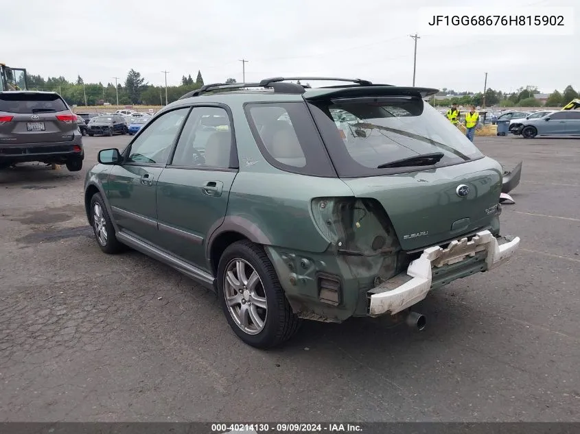 2006 Subaru Impreza Outback Sport VIN: JF1GG68676H815902 Lot: 40214130