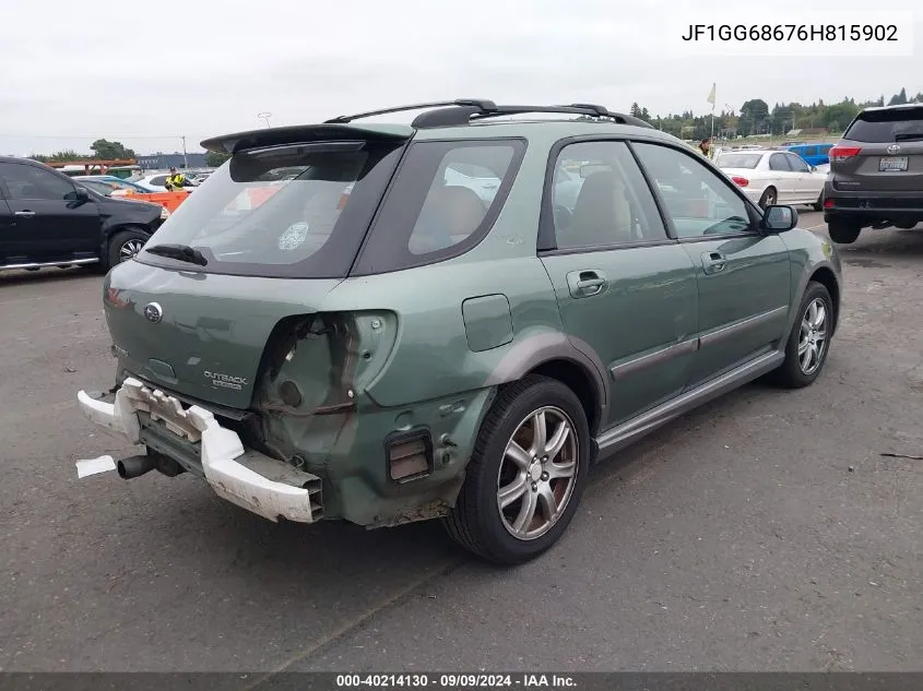 2006 Subaru Impreza Outback Sport VIN: JF1GG68676H815902 Lot: 40214130