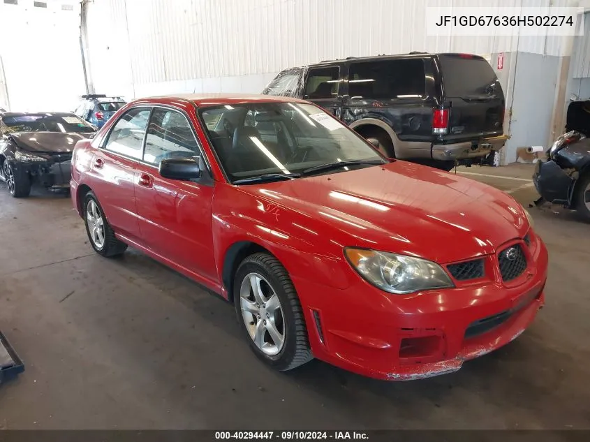 2006 Subaru Impreza 2.5I VIN: JF1GD67636H502274 Lot: 40294447